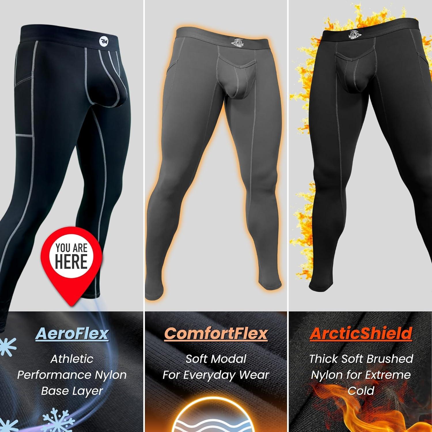 imageRM Real Men ABCD Pouch Compression Pants 1 2 and 3 Pack Mens Leggings Yoga Pants Tights Base Layer Men Cold Weather1 Pack Black Gray Stitch Aero Flex