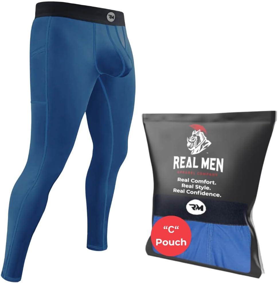 imageRM Real Men ABCD Pouch Compression Pants 1 2 and 3 Pack Mens Leggings Yoga Pants Tights Base Layer Men Cold Weather1 Pack Blue Aero Flex