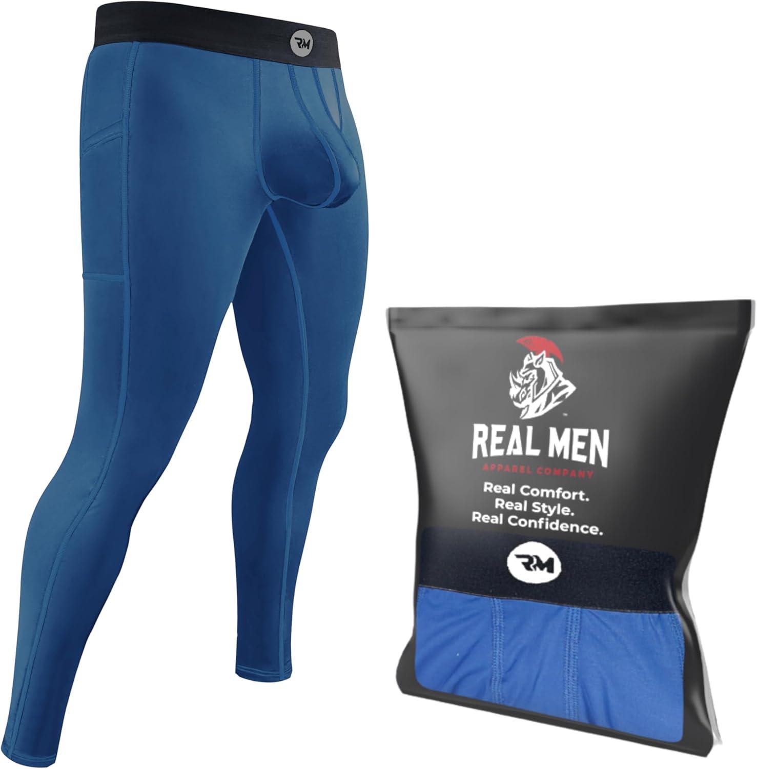 imageRM Real Men ABCD Pouch Compression Pants 1 2 and 3 Pack Mens Leggings Yoga Pants Tights Base Layer Men Cold Weather1 Pack Blue Aero Flex