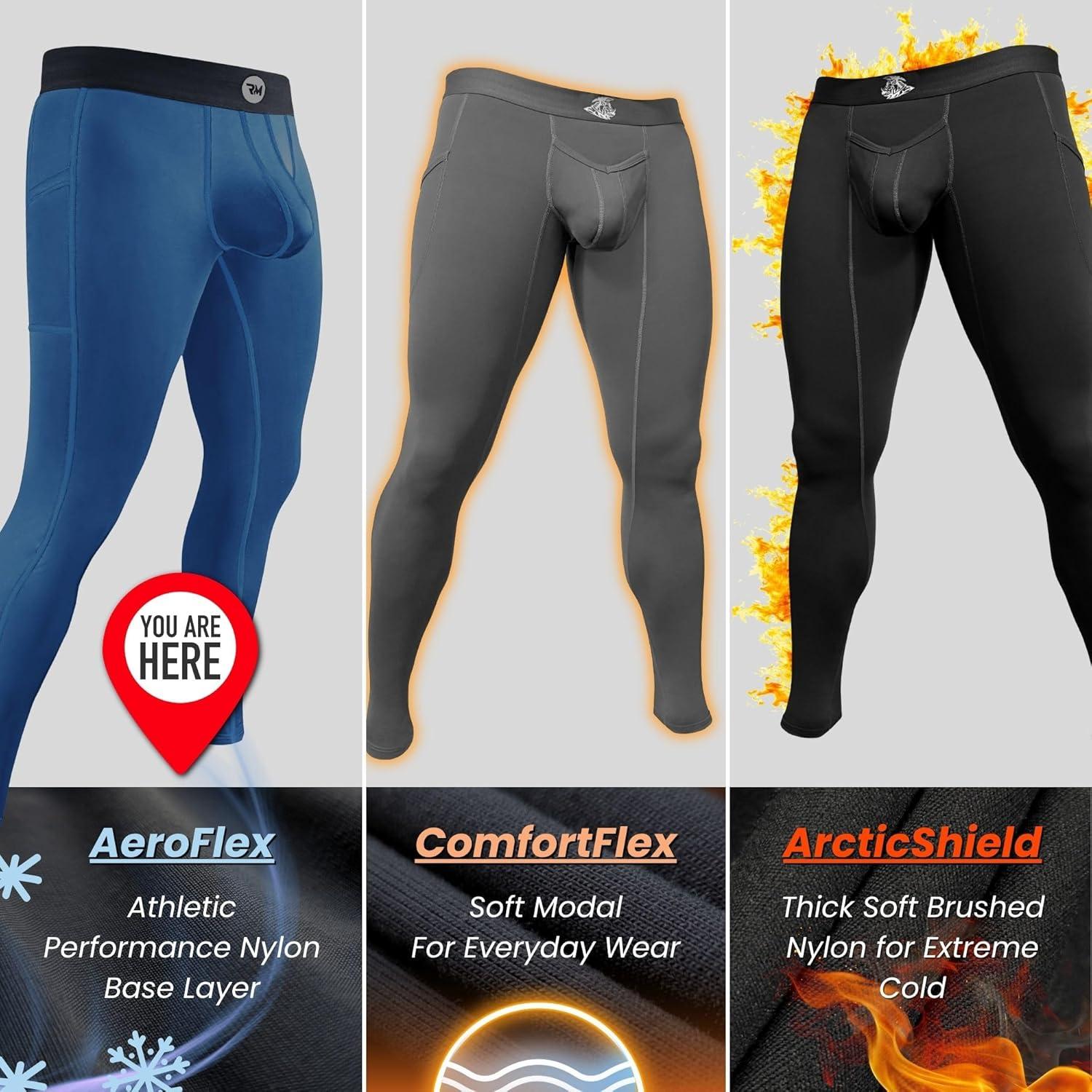imageRM Real Men ABCD Pouch Compression Pants 1 2 and 3 Pack Mens Leggings Yoga Pants Tights Base Layer Men Cold Weather1 Pack Blue Aero Flex