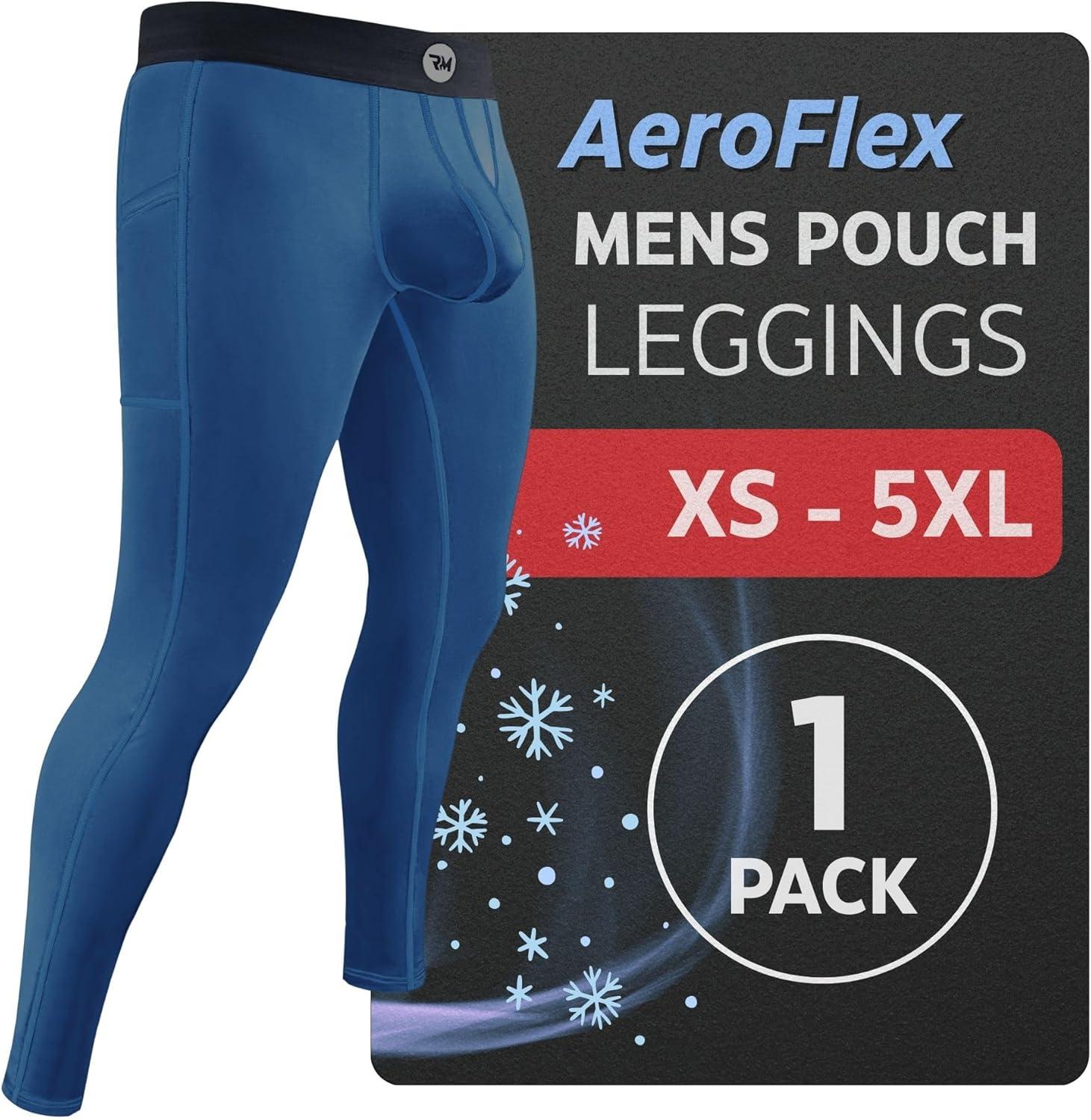 imageRM Real Men ABCD Pouch Compression Pants 1 2 and 3 Pack Mens Leggings Yoga Pants Tights Base Layer Men Cold Weather1 Pack Blue Aero Flex