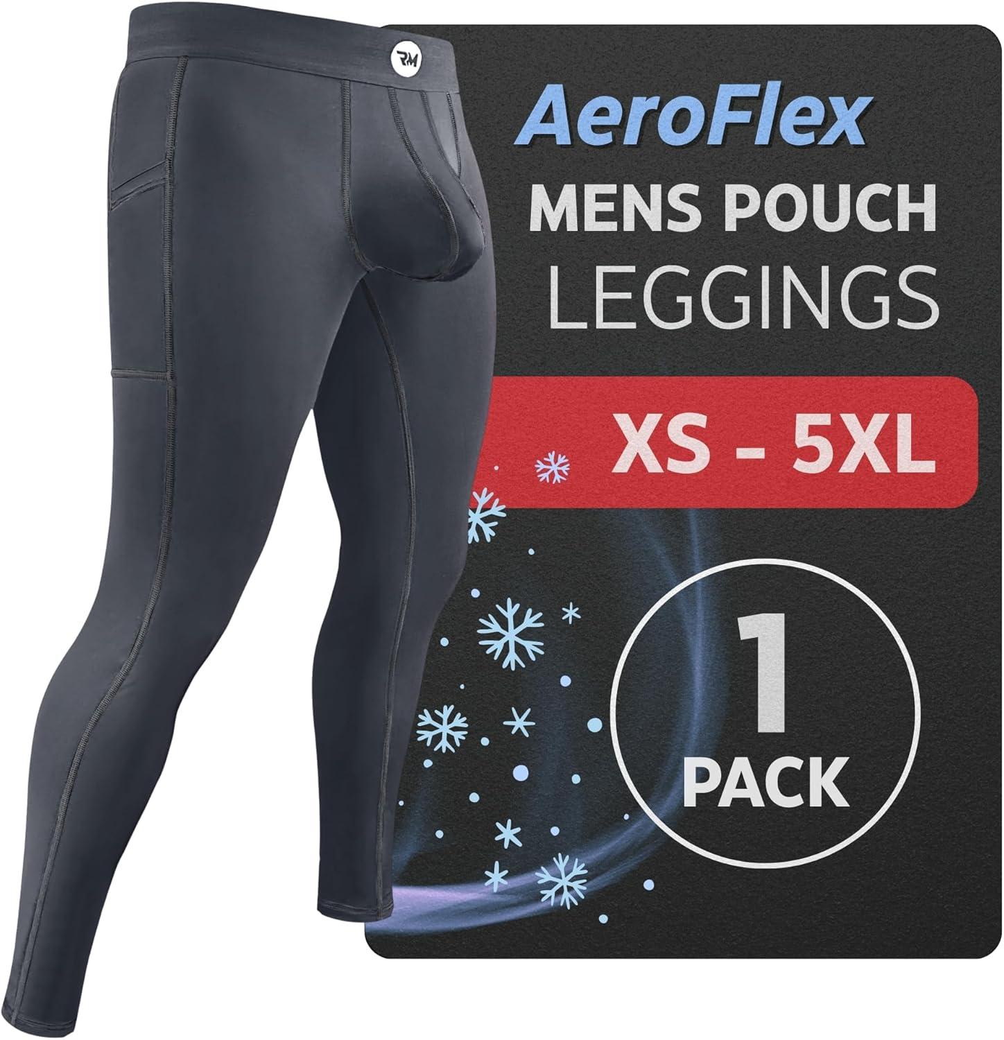 imageRM Real Men ABCD Pouch Compression Pants 1 2 and 3 Pack Mens Leggings Yoga Pants Tights Base Layer Men Cold Weather1 Pack Gray Black Stitch Aero Flex