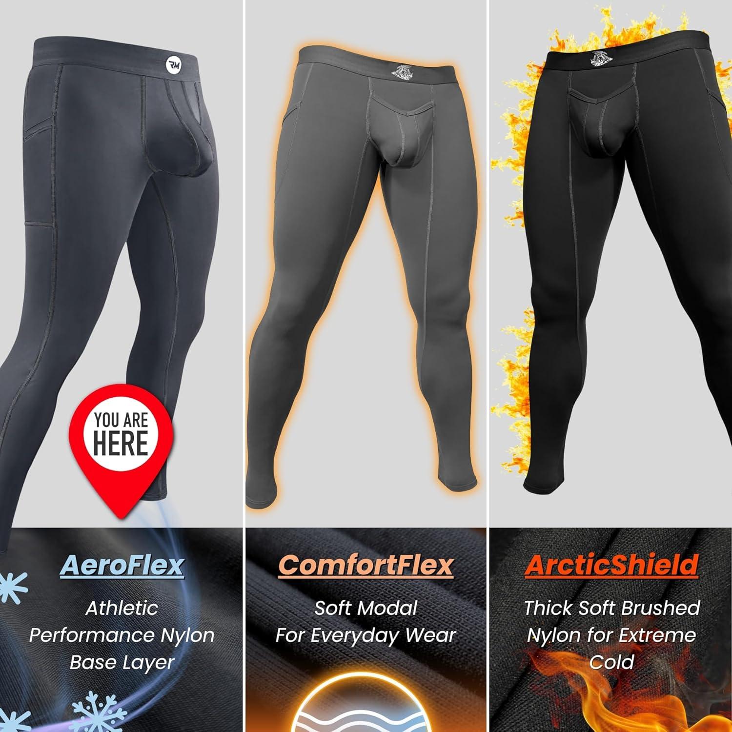 imageRM Real Men ABCD Pouch Compression Pants 1 2 and 3 Pack Mens Leggings Yoga Pants Tights Base Layer Men Cold Weather1 Pack Gray Aero Flex