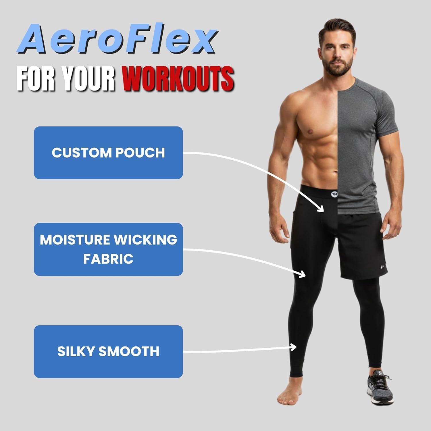 imageRM Real Men ABCD Pouch Compression Pants 1 2 and 3 Pack Mens Leggings Yoga Pants Tights Base Layer Men Cold Weather1 Pack Gray Aero Flex