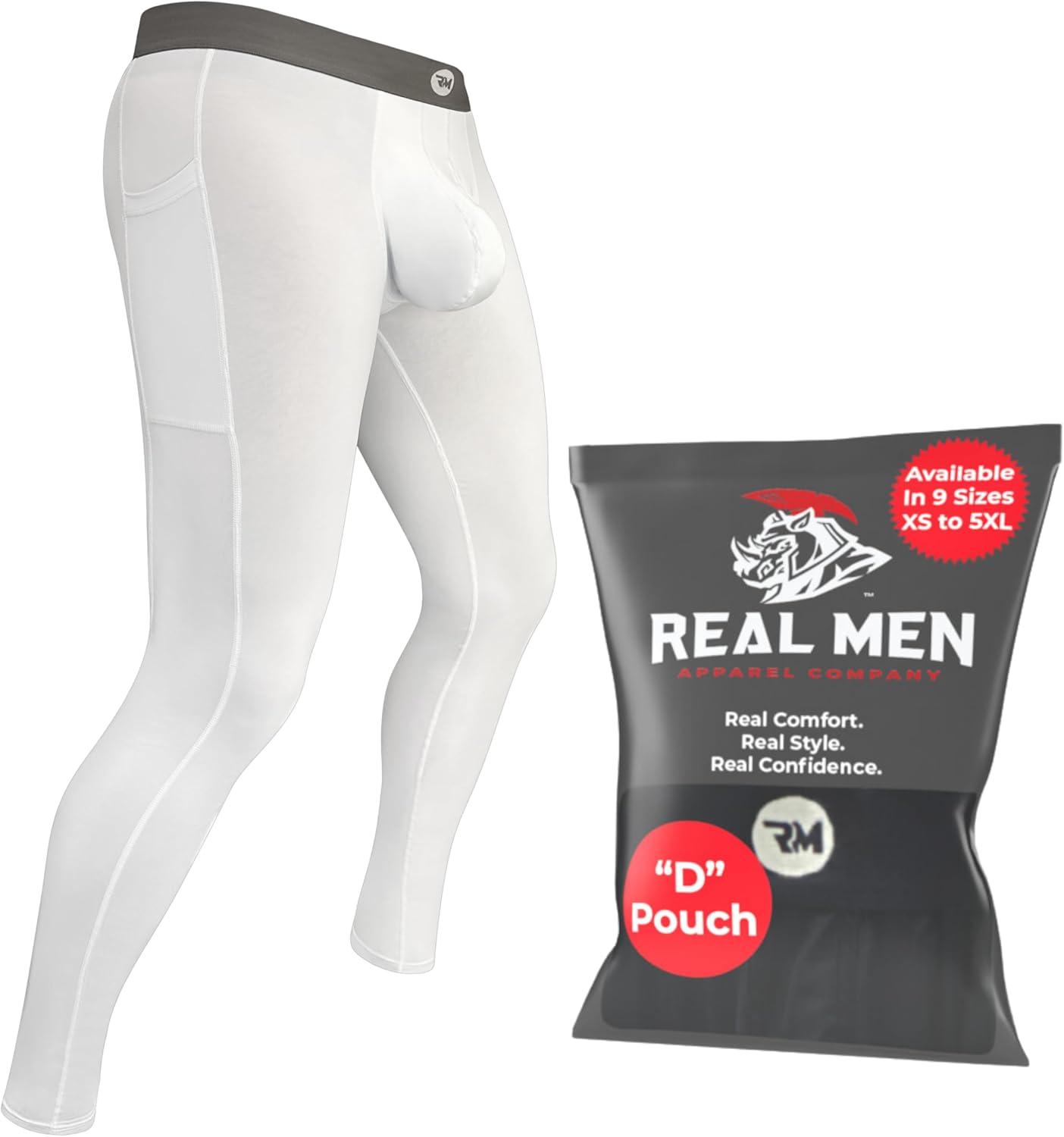 imageRM Real Men ABCD Pouch Compression Pants 1 2 and 3 Pack Mens Leggings Yoga Pants Tights Base Layer Men Cold Weather1 Pack White Aero Flex