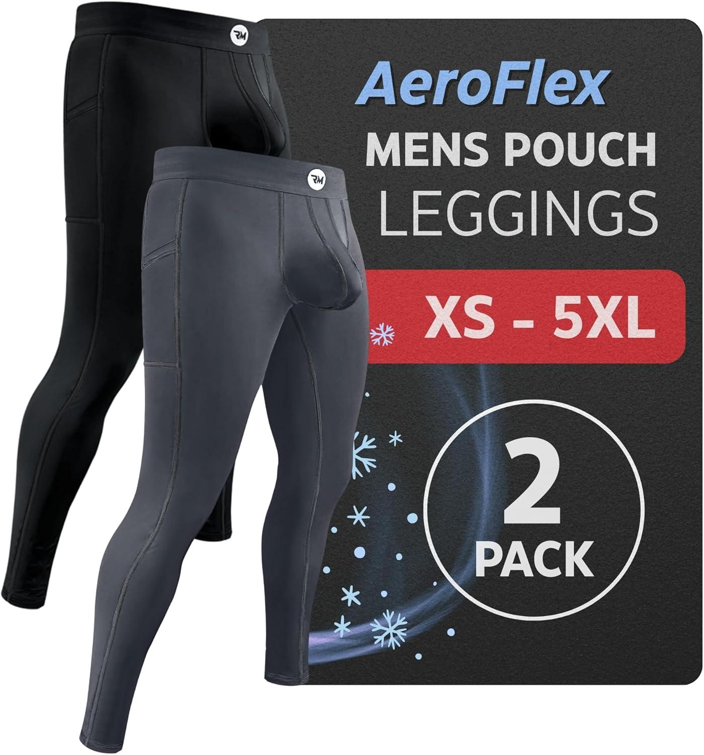 imageRM Real Men ABCD Pouch Compression Pants 1 2 and 3 Pack Mens Leggings Yoga Pants Tights Base Layer Men Cold Weather2 Pack BlackGray Aero Flex