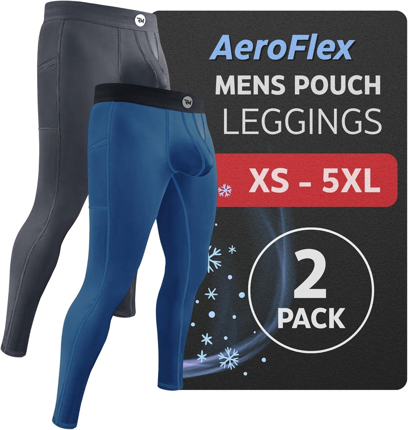 imageRM Real Men ABCD Pouch Compression Pants 1 2 and 3 Pack Mens Leggings Yoga Pants Tights Base Layer Men Cold Weather2 Pack BlueGray Aero Flex