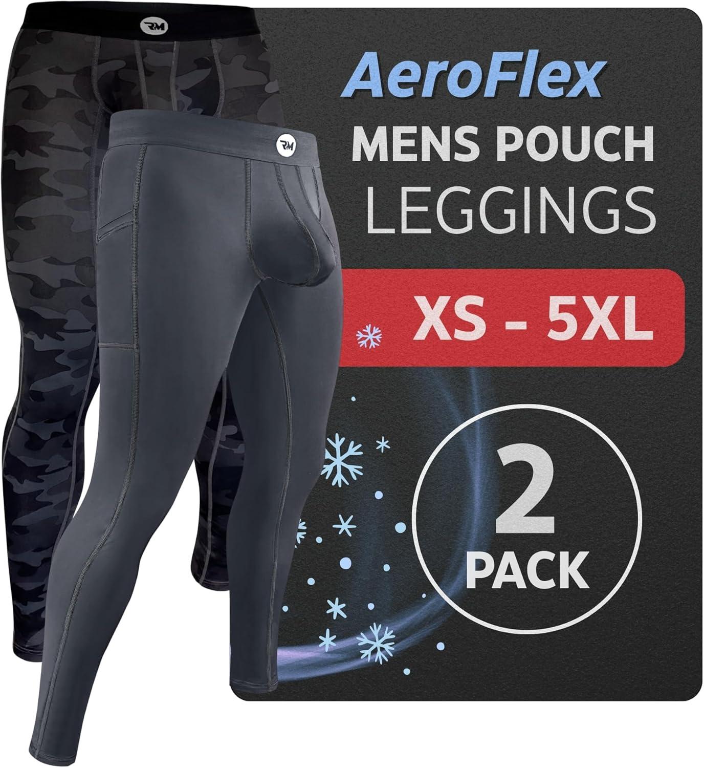 imageRM Real Men ABCD Pouch Compression Pants 1 2 and 3 Pack Mens Leggings Yoga Pants Tights Base Layer Men Cold Weather2 Pack GrayCamo Aero Flex
