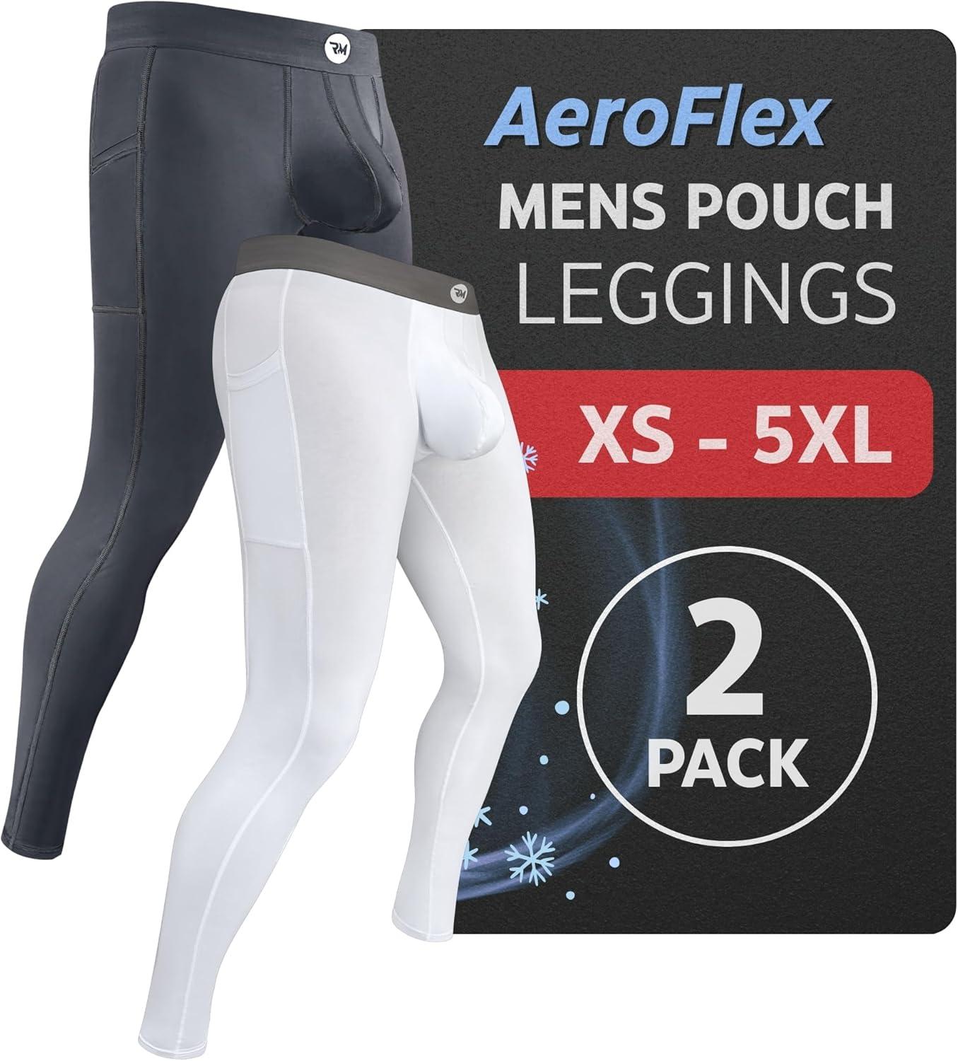 imageRM Real Men ABCD Pouch Compression Pants 1 2 and 3 Pack Mens Leggings Yoga Pants Tights Base Layer Men Cold Weather2 Pack GrayWhite Aero Flex