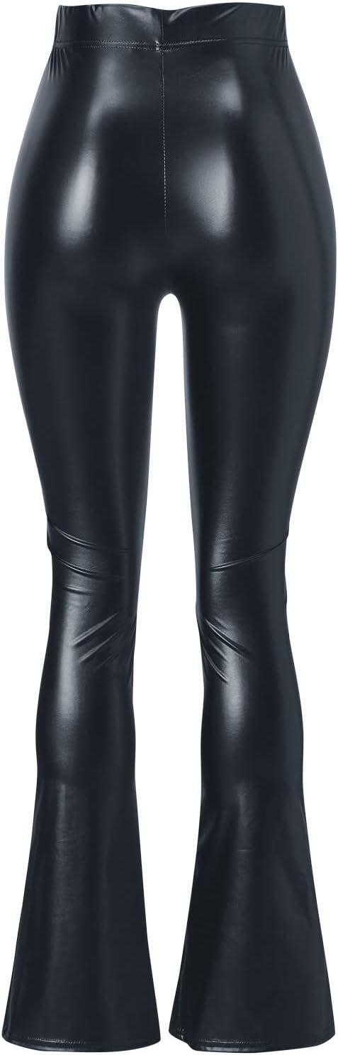 imageWomen High Waisted Faux Leather Leggings Butt Lifting Stretchy PU Pants Sexy Tights for Casual Hip HopZ04black