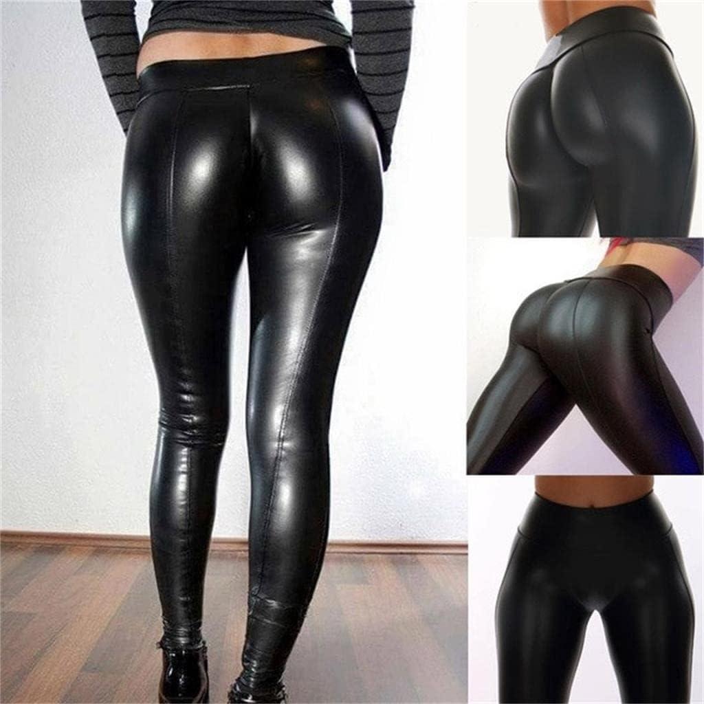 imageWomens Sexy Leggings Black Leather Pants Shiny Trousers TightsBlack