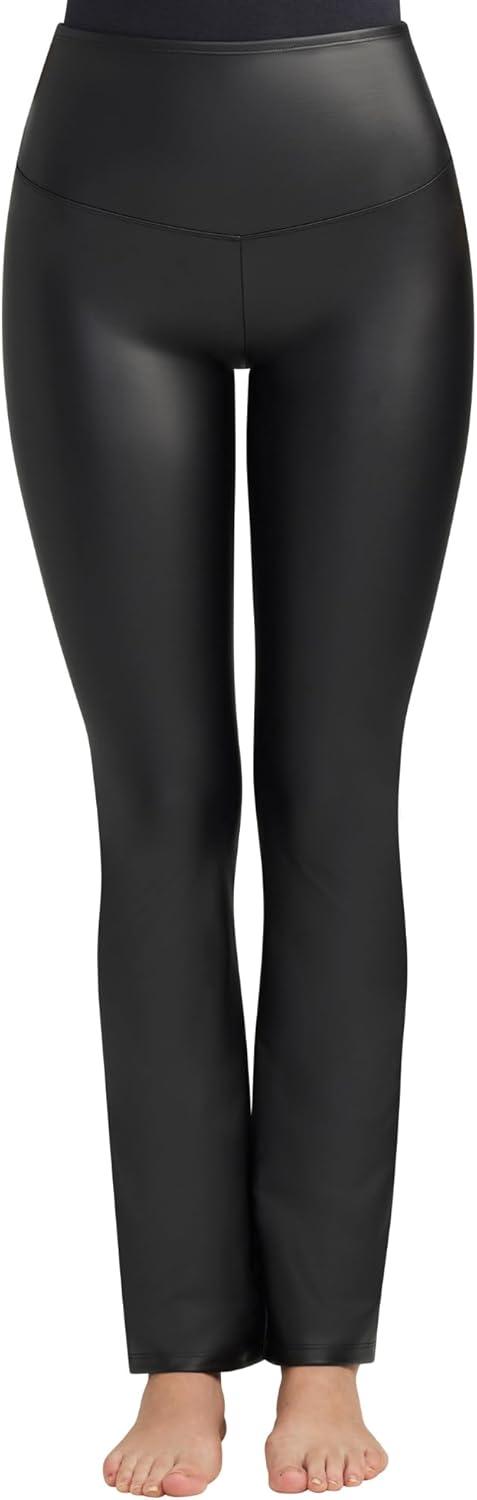 imageYummie Womens Faux Leather Shaping Bootcut LeggingBlack