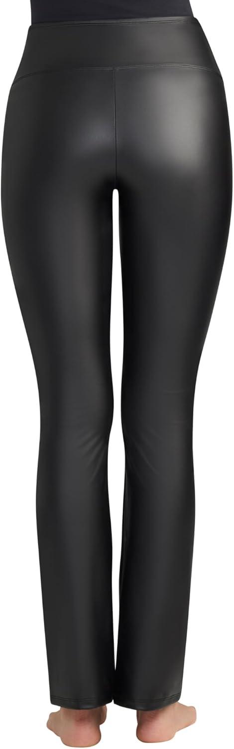 imageYummie Womens Faux Leather Shaping Bootcut LeggingBlack