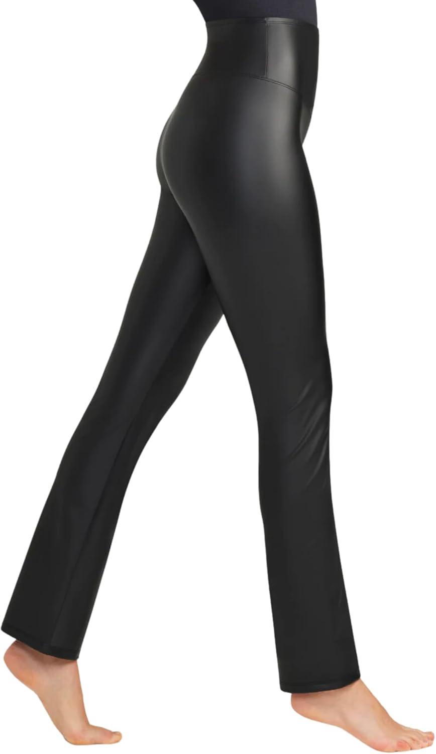 imageYummie Womens Faux Leather Shaping Bootcut LeggingBlack