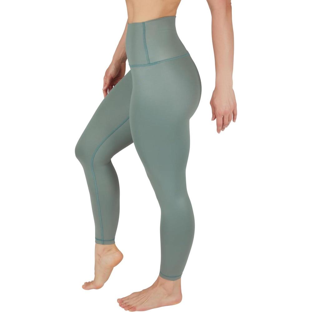image90 Degree By Reflex Womens High Waist Squat Proof Ankle Length Printed LeggingsBay Leaf Elastic Free Super High Waist