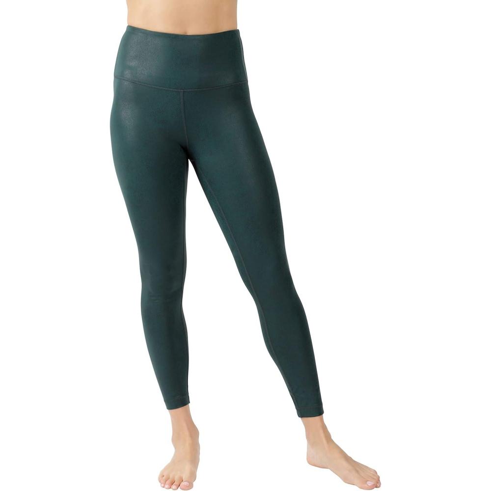 image90 Degree By Reflex Womens High Waist Squat Proof Ankle Length Printed LeggingsCracked Eden Green
