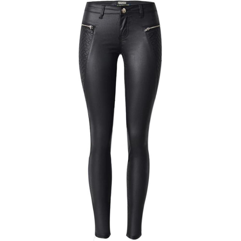imageFaringoto Womens Pu Slim Pants Faux Leather Stretch Skinny Jeans Pencil Pants Biker Pants045