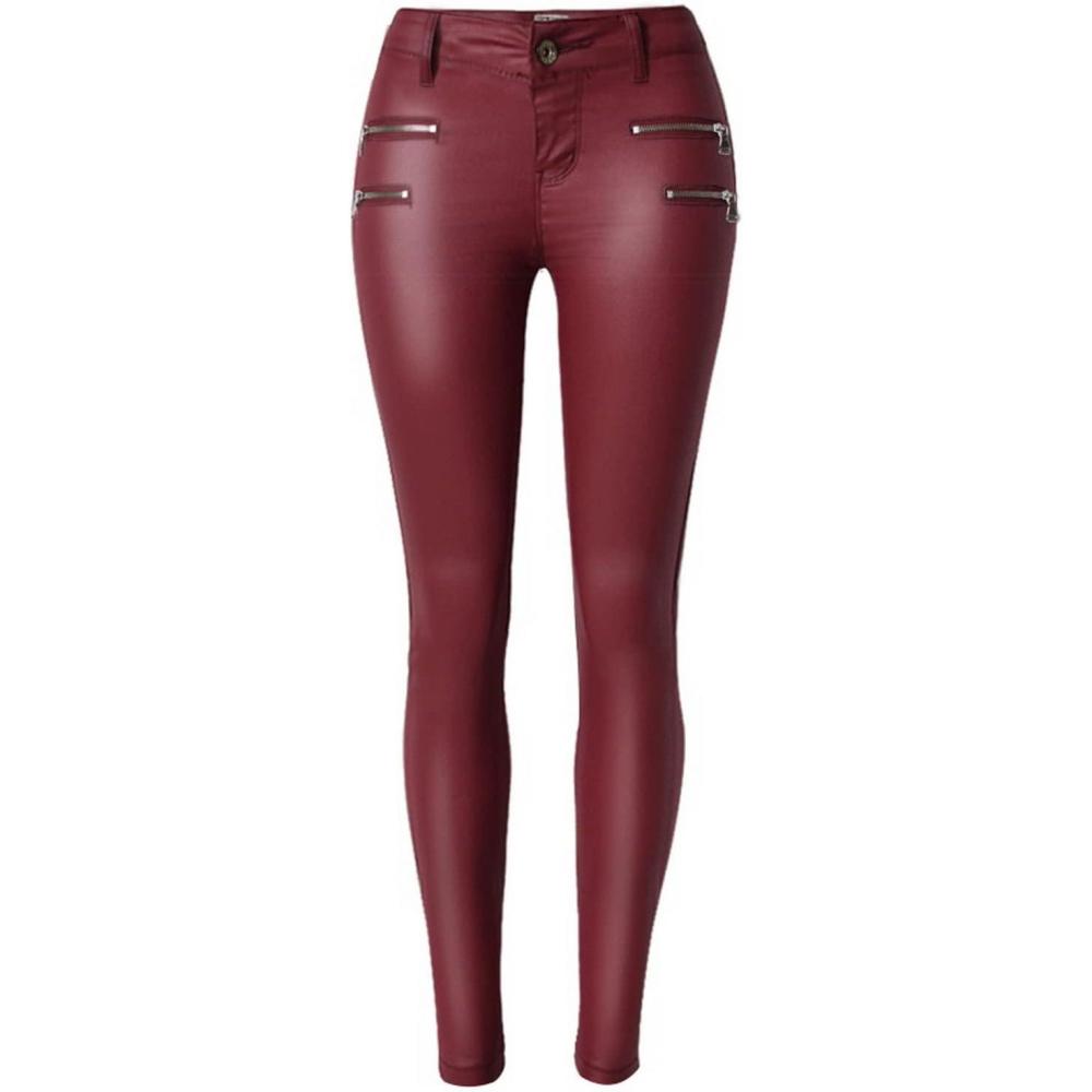 imageFaringoto Womens Pu Slim Pants Faux Leather Stretch Skinny Jeans Pencil Pants Biker Pants058