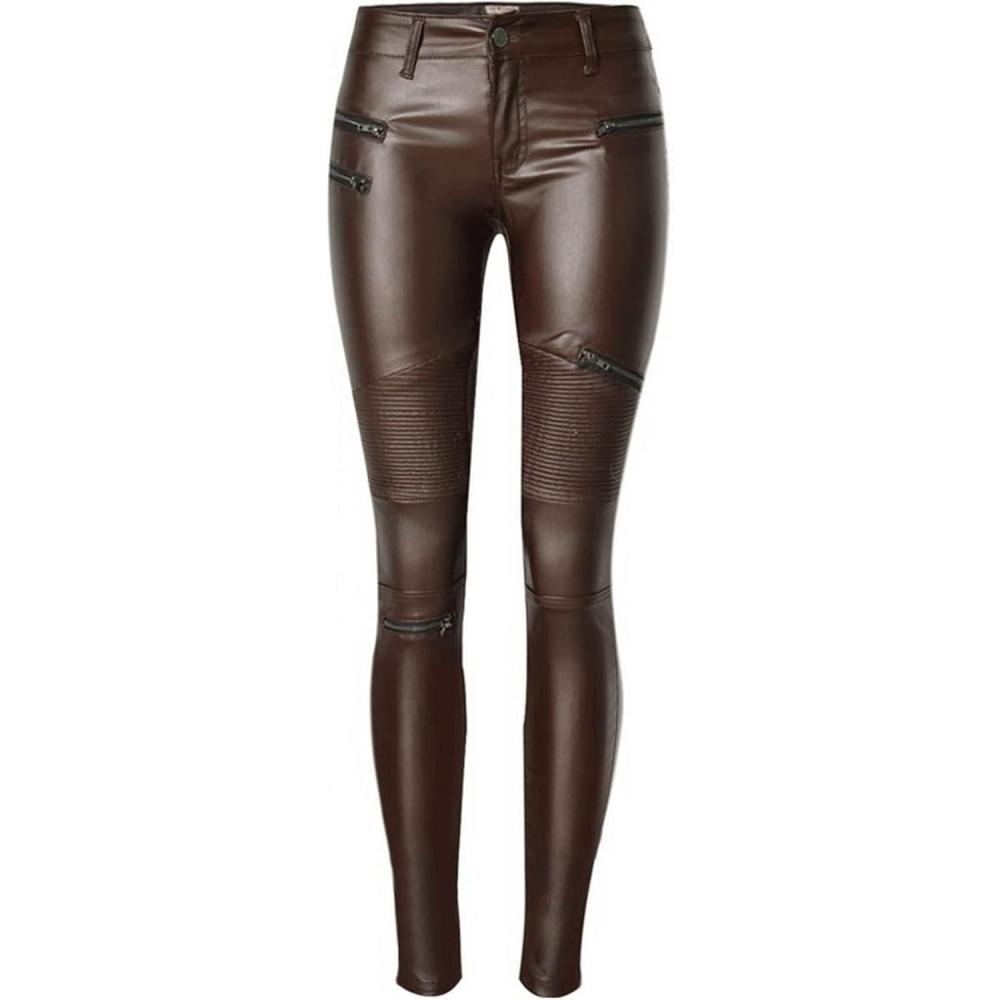 imageFaringoto Womens Pu Slim Pants Faux Leather Stretch Skinny Jeans Pencil Pants Biker Pants230
