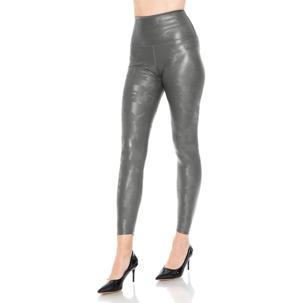 imageLeggings Depot Womens High Waist Faux Leather Leggings Tights Pleather PantsCamogrey