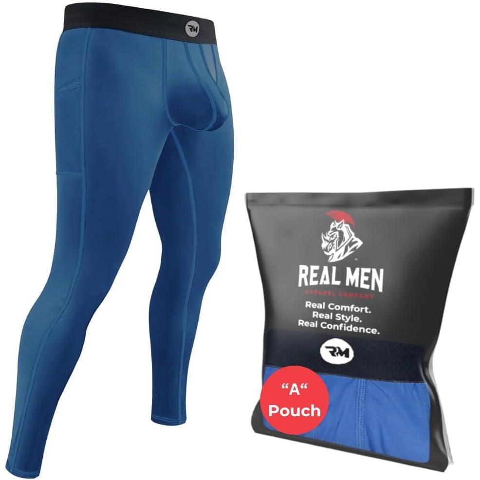 imageRM Real Men ABCD Pouch Compression Pants 1 2 and 3 Pack Mens Leggings Yoga Pants Tights Base Layer Men Cold Weather1 Pack Blue Aero Flex