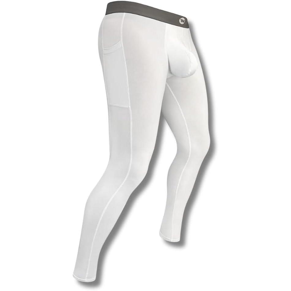 imageRM Real Men ABCD Pouch Compression Pants  1 2 and 3 Pack Mens Leggings Yoga Pants Tights Base Layer Men Cold Weather1 Pack  White Aero Flex
