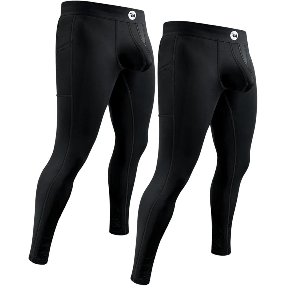 imageRM Real Men ABCD Pouch Compression Pants 1 2 and 3 Pack Mens Leggings Yoga Pants Tights Base Layer Men Cold Weather2 Pack Black Aero Flex