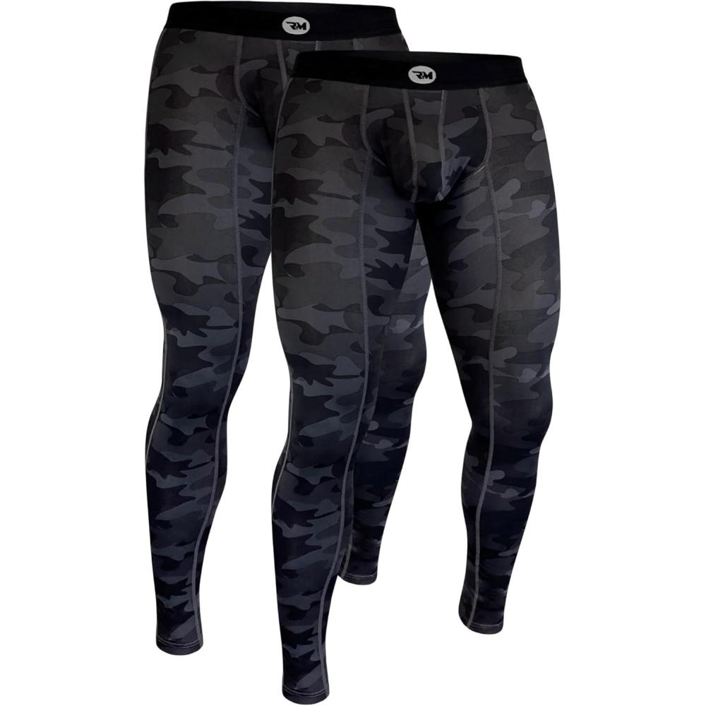 imageRM Real Men ABCD Pouch Compression Pants 1 2 and 3 Pack Mens Leggings Yoga Pants Tights Base Layer Men Cold Weather2 Pack Camo Aero Flex