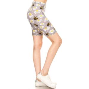 Leggings Depot Women’s High Waist Faux Leather Leggings Tights Pleather Pants(Bees and Flowers)
