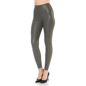Leggings Depot Women’s High Waist Faux Leather Leggings Tights Pleather Pants(Dark Olive)