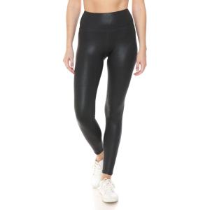 Leggings Depot Women’s High Waist Faux Leather Leggings Tights Pleather Pants(Matte-black)
