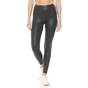 Leggings Depot Women’s High Waist Faux Leather Leggings Tights Pleather Pants(Matte-charcoal)