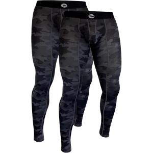 RM Real Men ABCD Pouch Compression Pants – 1, 2 and 3 Pack, Mens Leggings, Yoga Pants, Tights, Base Layer Men Cold Weather(2 Pack – Camo Aero Flex)