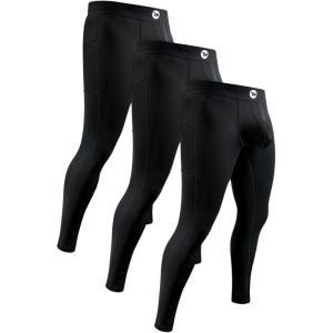 RM Real Men ABCD Pouch Compression Pants – 1, 2 and 3 Pack, Mens Leggings, Yoga Pants, Tights, Base Layer Men Cold Weather(3 Pack – Black Aero Flex)