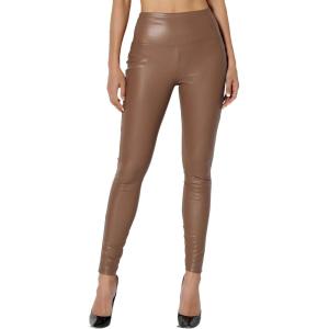 TheMogan Women’s Sexy High Waist Faux Leather Leggings Slim Fit Stretch Pants Casual Night Out(Deep Camel)