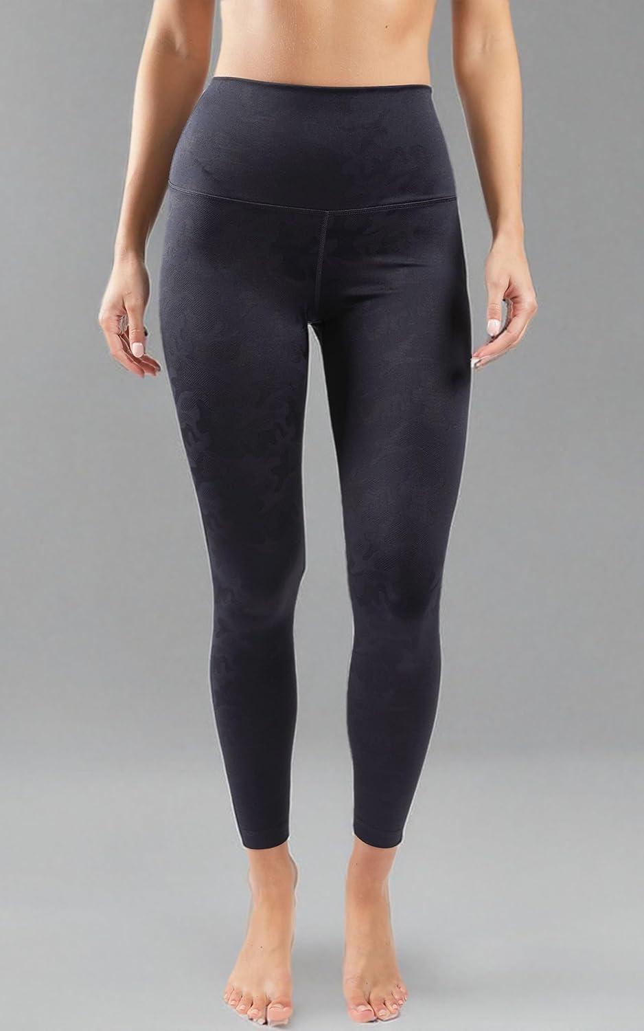 image90 Degree By Reflex High Waist Tummy Control Squat Proof Ankle Length Printed LeggingsCamo Navy Elastic Free