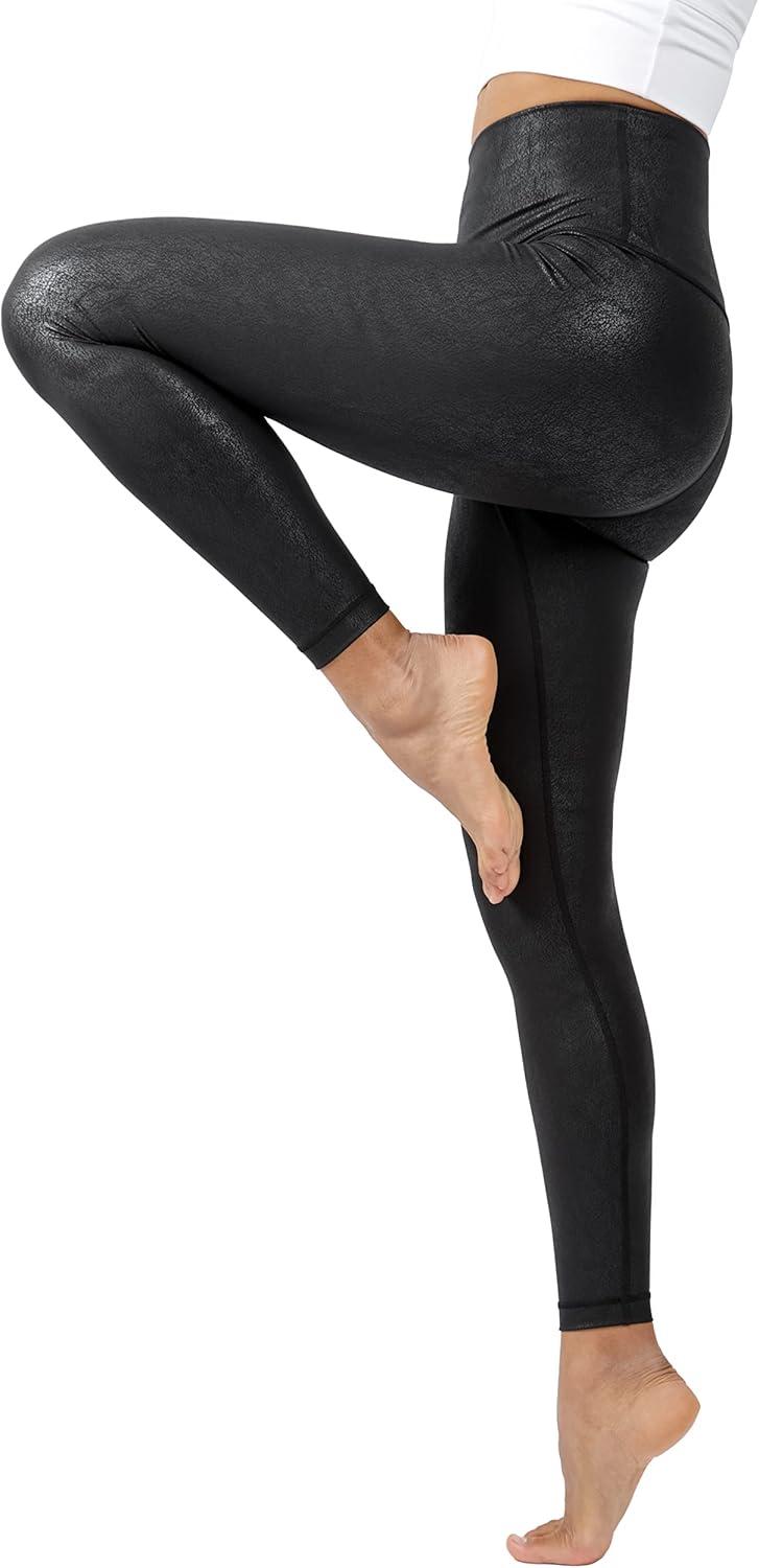 image90 Degree By Reflex High Waist Tummy Control Squat Proof Ankle Length Printed LeggingsCracked Black