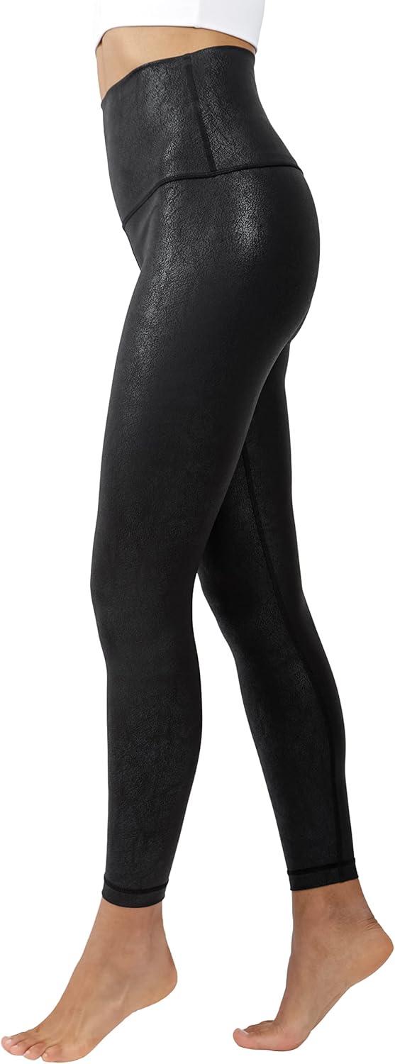 image90 Degree By Reflex High Waist Tummy Control Squat Proof Ankle Length Printed LeggingsCracked Black