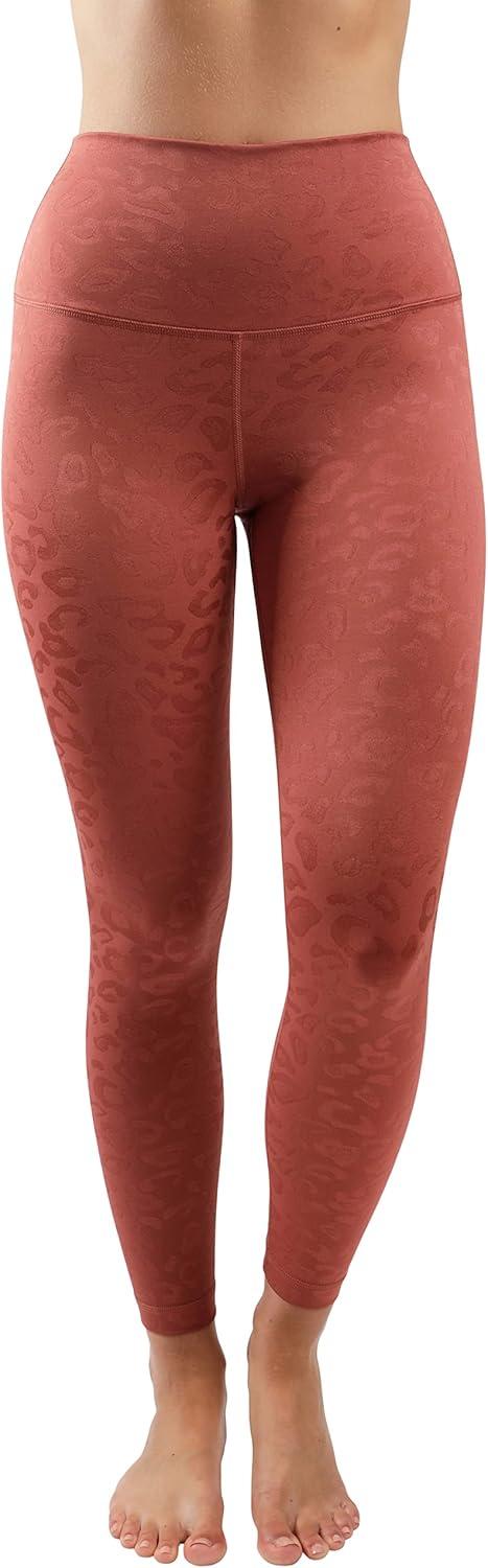 image90 Degree By Reflex High Waist Tummy Control Squat Proof Ankle Length Printed LeggingsLeopard Terracotta Elastic Free
