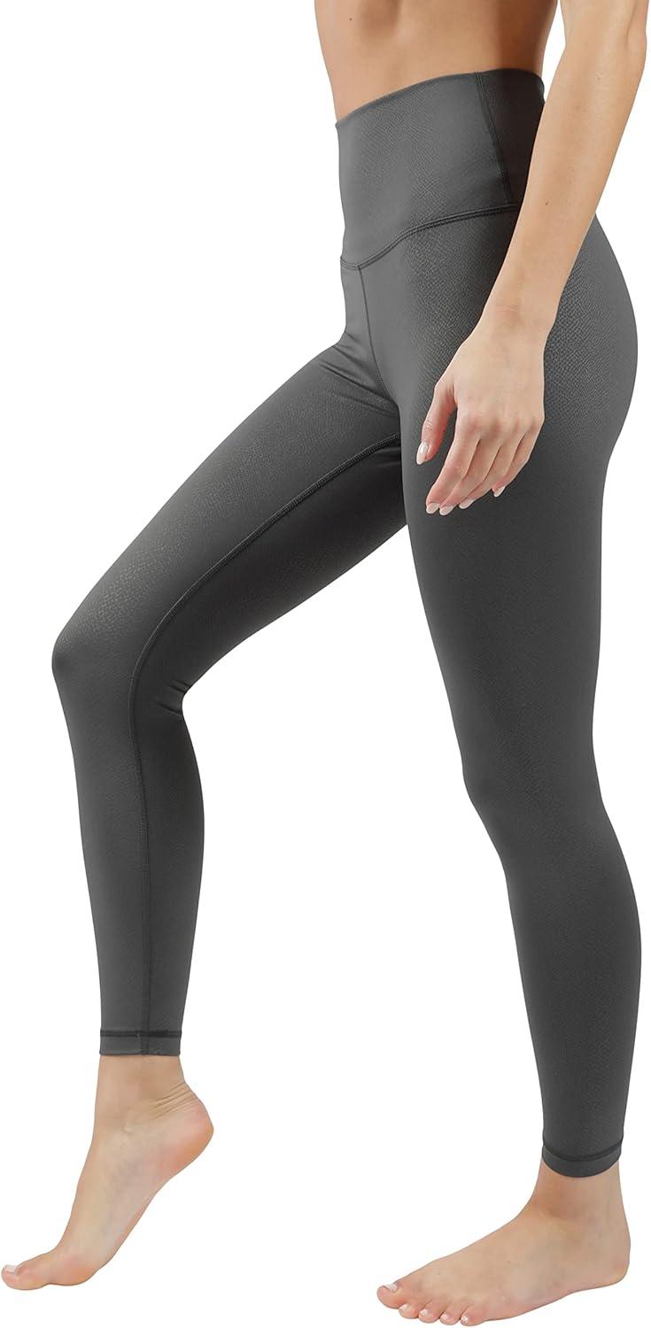 image90 Degree By Reflex High Waist Tummy Control Squat Proof Ankle Length Printed LeggingsPython Shire Green