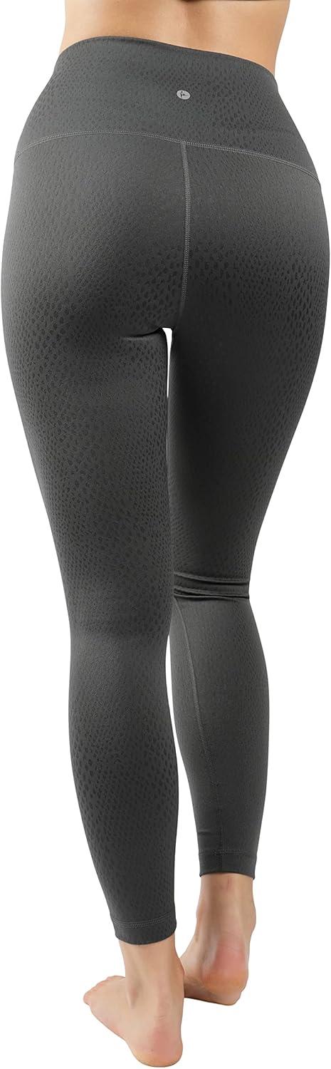 image90 Degree By Reflex High Waist Tummy Control Squat Proof Ankle Length Printed LeggingsSnake Shire Green Elastic Free
