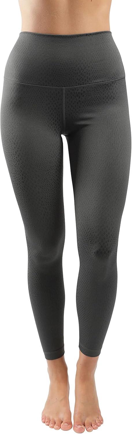 image90 Degree By Reflex High Waist Tummy Control Squat Proof Ankle Length Printed LeggingsSnake Shire Green Elastic Free