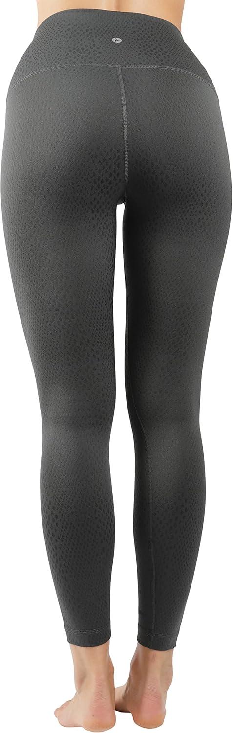 image90 Degree By Reflex High Waist Tummy Control Squat Proof Ankle Length Printed LeggingsSnake Shire Green Elastic Free