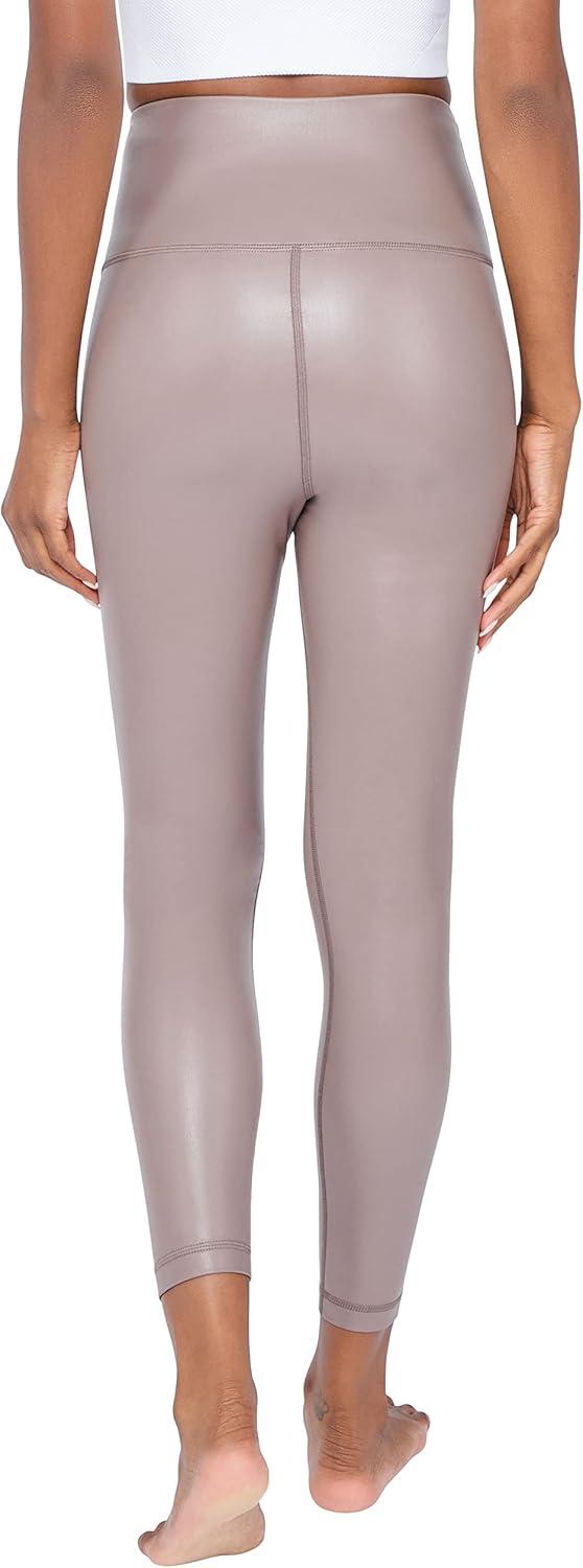 image90 Degree By Reflex Super High Waist High Shine Faux Leather Fleece Lined Elastic Free Ankle LeggingsIron