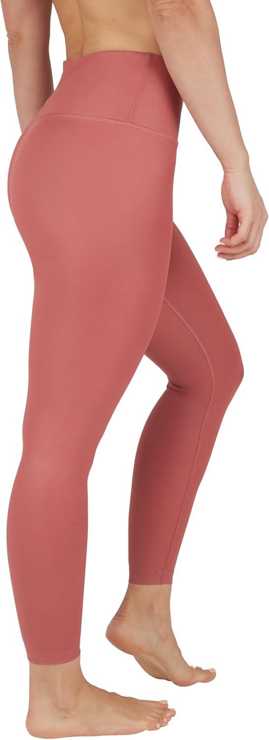 image90 Degree By Reflex Womens High Waist High Shine Faux Leather Ankle LeggingsMarsala