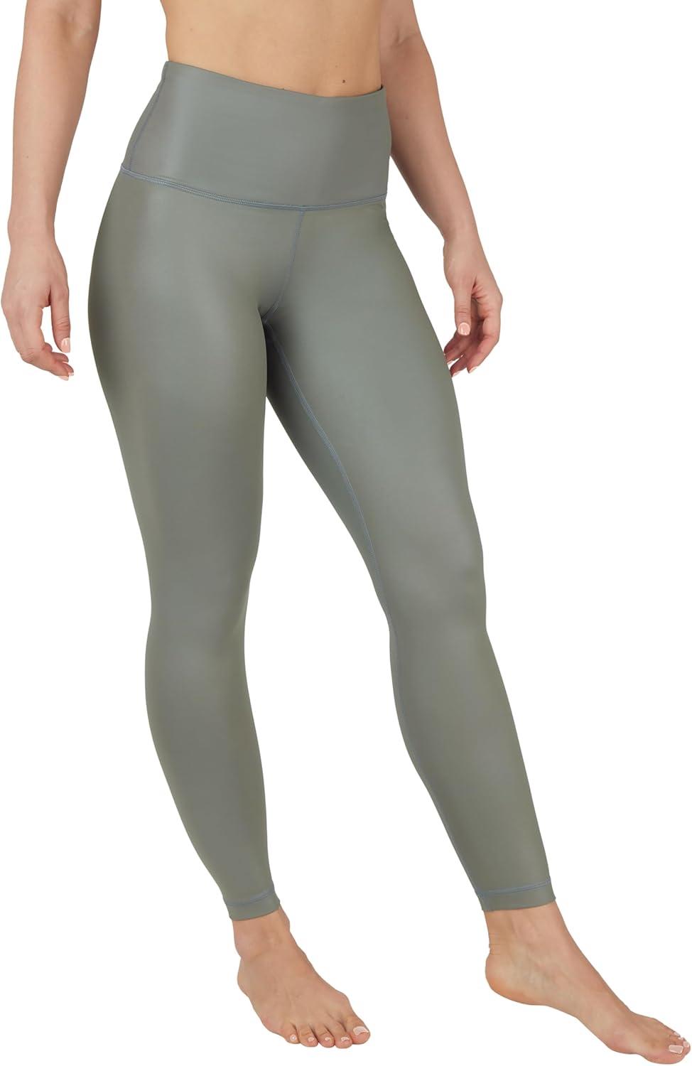 image90 Degree By Reflex Womens High Waist High Shine Faux Leather Ankle LeggingsMulled Basil