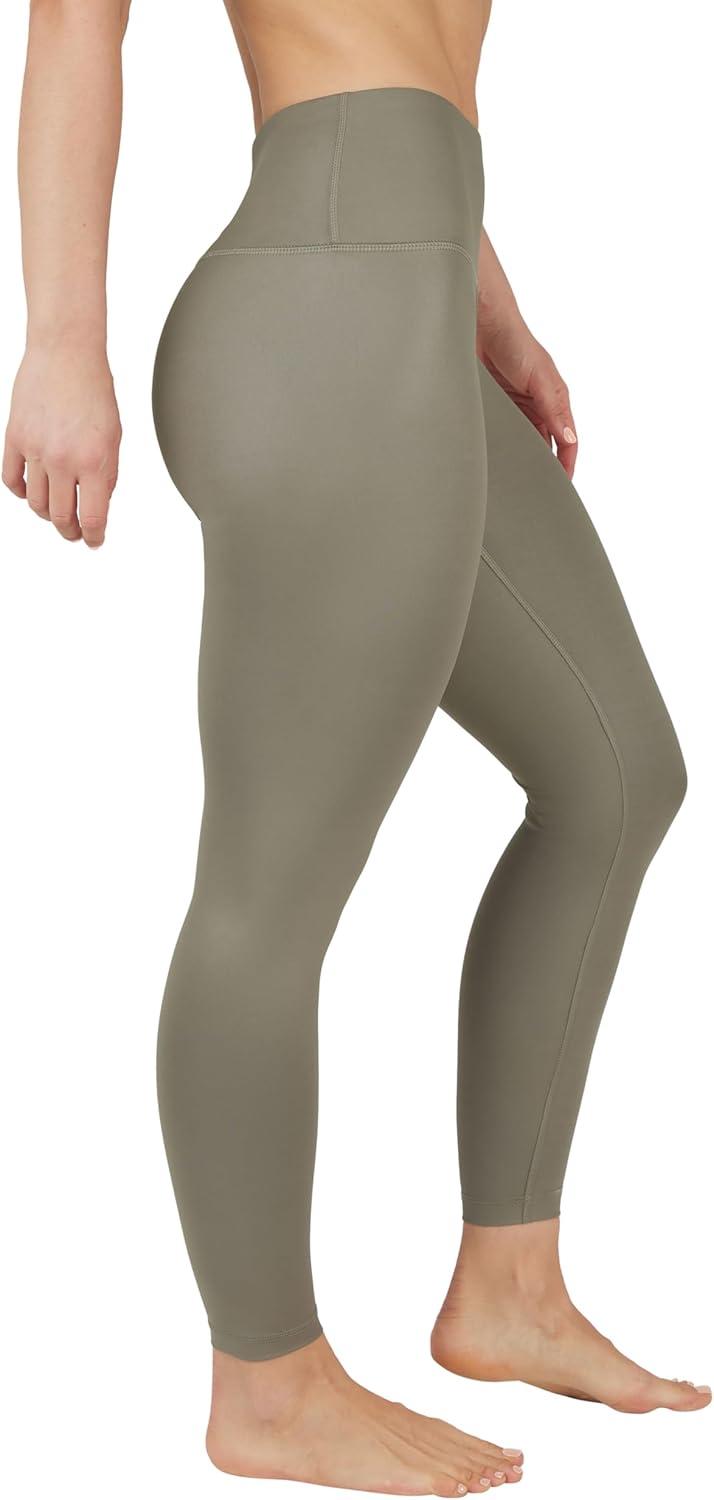 image90 Degree By Reflex Womens High Waist High Shine Faux Leather Ankle LeggingsNight Sage