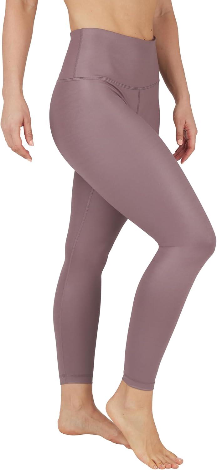 image90 Degree By Reflex Womens High Waist High Shine Faux Leather Ankle LeggingsPeppercorn