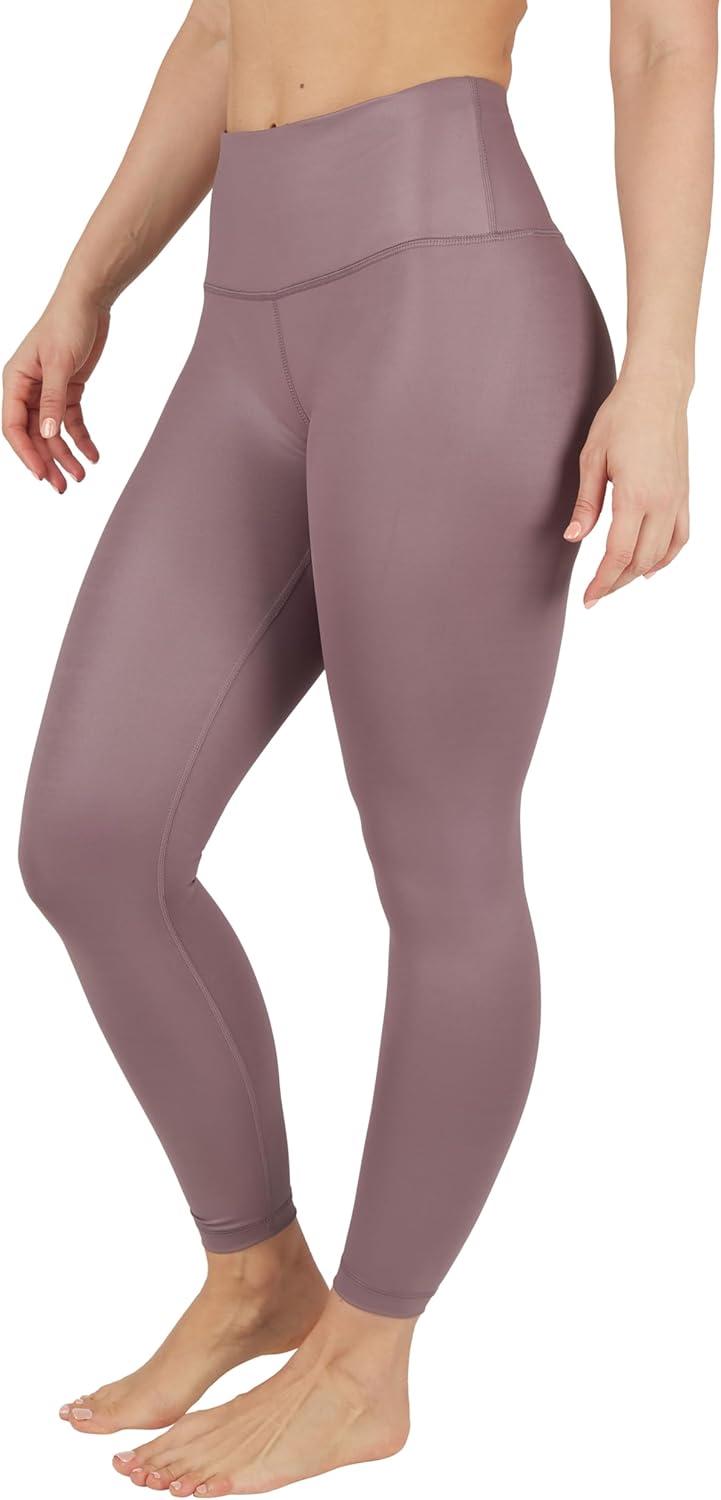 image90 Degree By Reflex Womens High Waist High Shine Faux Leather Ankle LeggingsPeppercorn