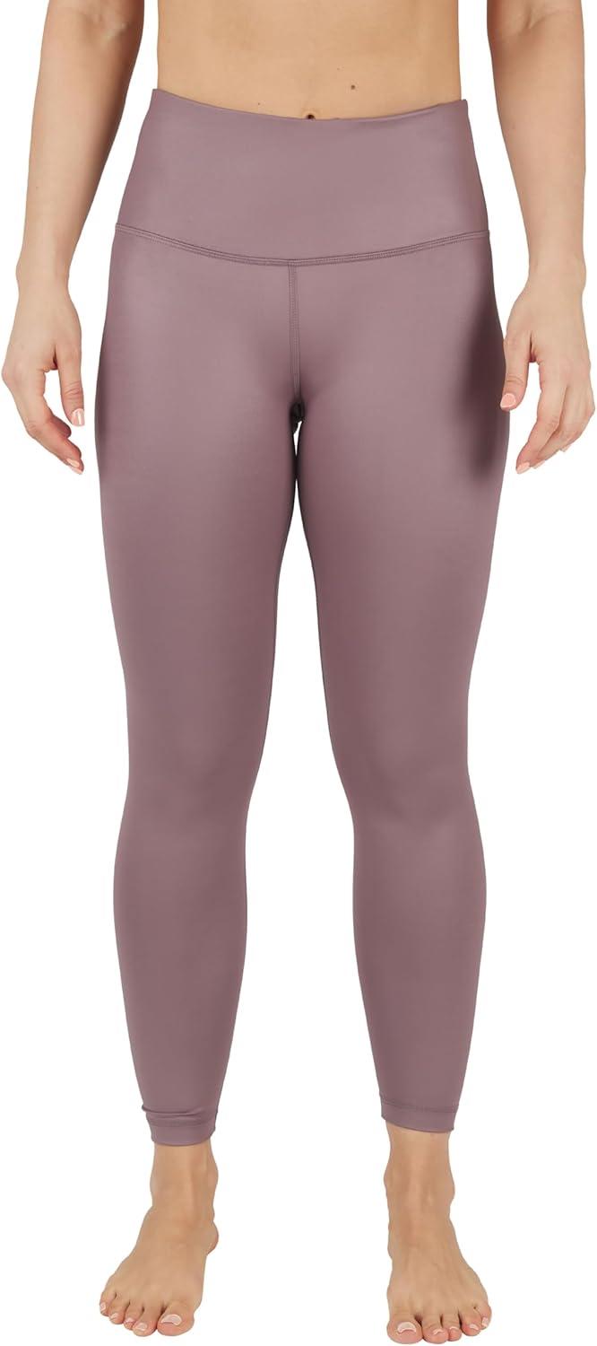 image90 Degree By Reflex Womens High Waist High Shine Faux Leather Ankle LeggingsPeppercorn